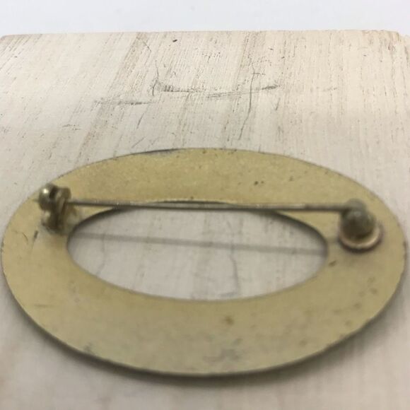 Vintage Enamel Oval Brooch 50s Mid Century Modern - Picture 12 of 13